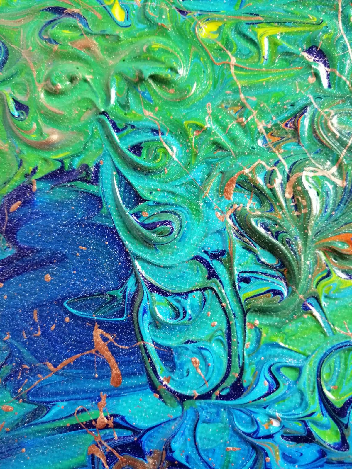 Monde sous-marin. Peinture abstraite - Painting de Svetlana Saratova