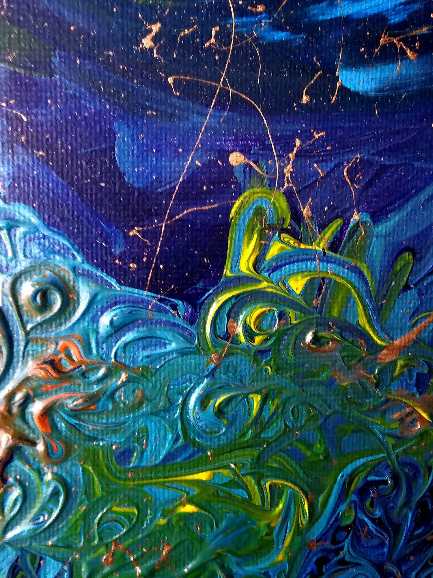 Monde sous-marin. Peinture abstraite en vente 2