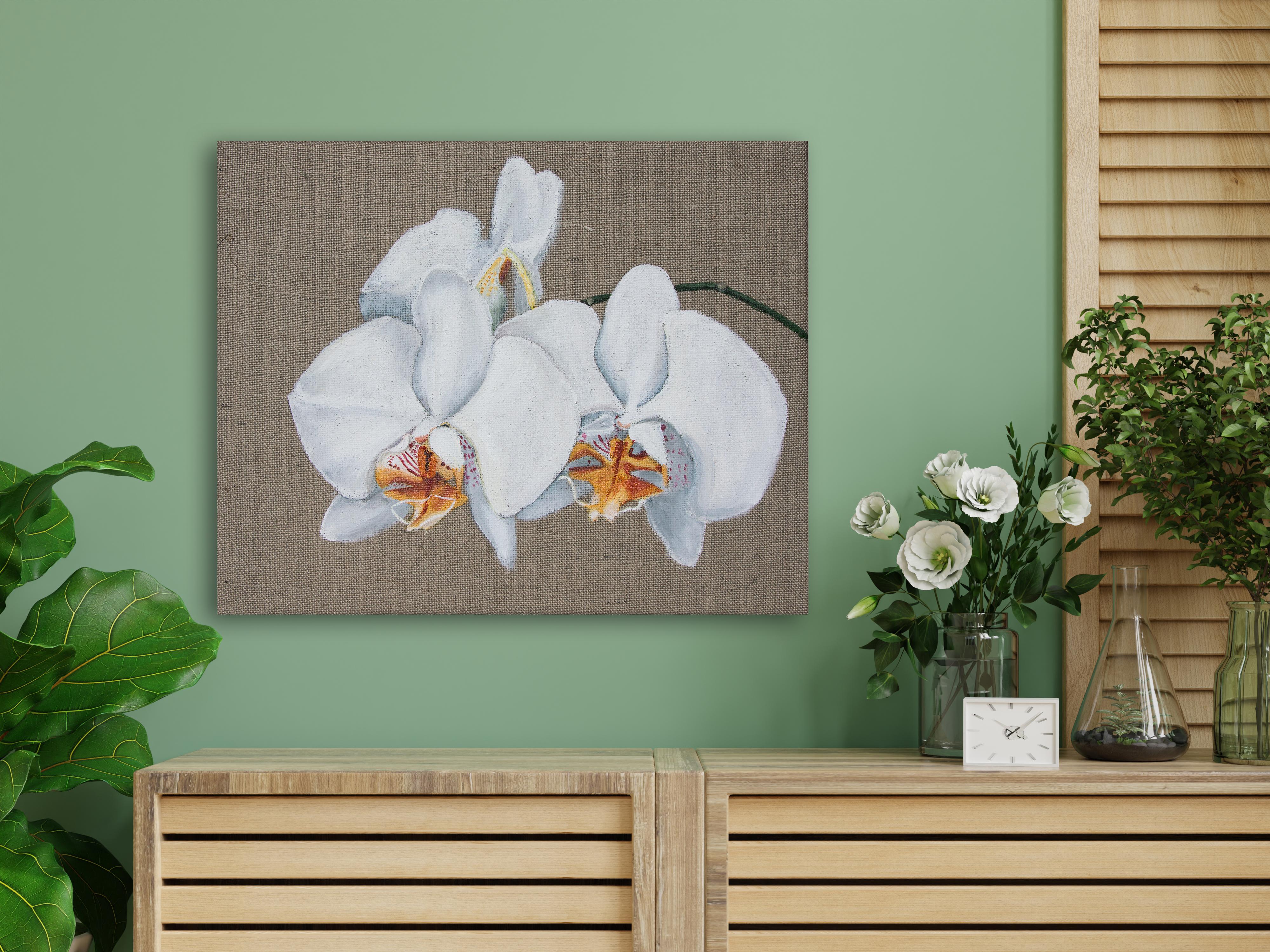 Orchidea bianca - Painting Impressionismo di Svetlana Saratova