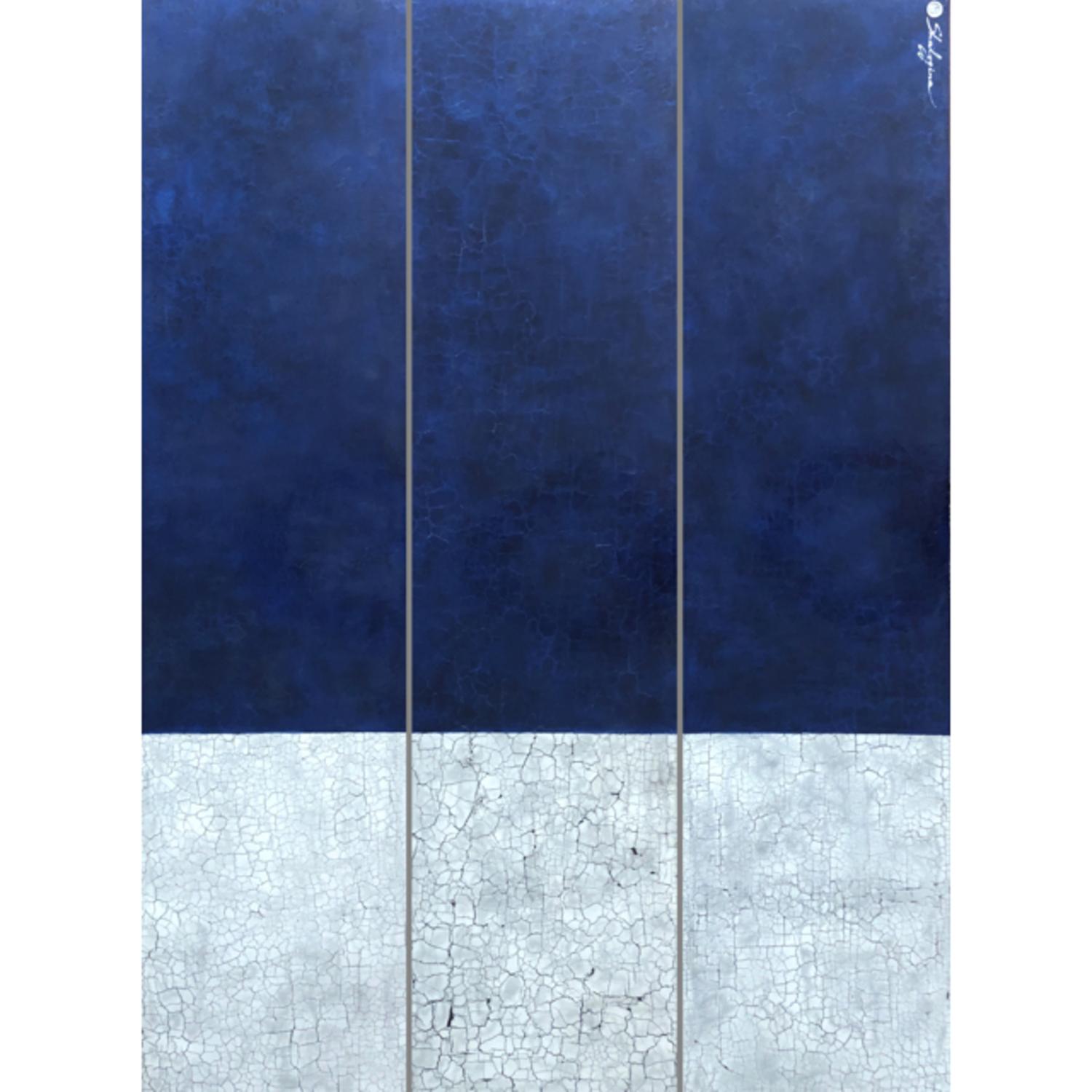 Abstract Minimalist Blue White Textured Mixed Media Contemporary Large 72x54