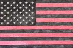 American Flag Pink Grey White Large Original Modern Contemporary Painting 48x72 