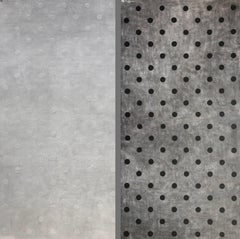 Geometric Large Scale Polka Dot Abstract Black White Contemporary Diptych 96x96