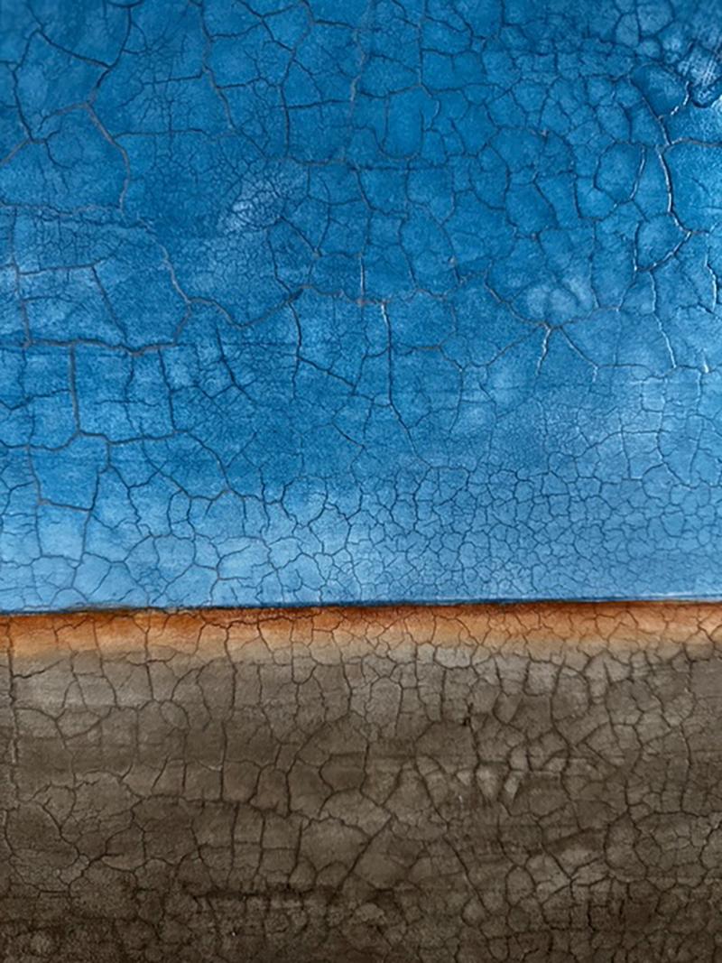 Contemporary abstract minimalist original textured painting. Earthy Blue/Brown. For Sale 2