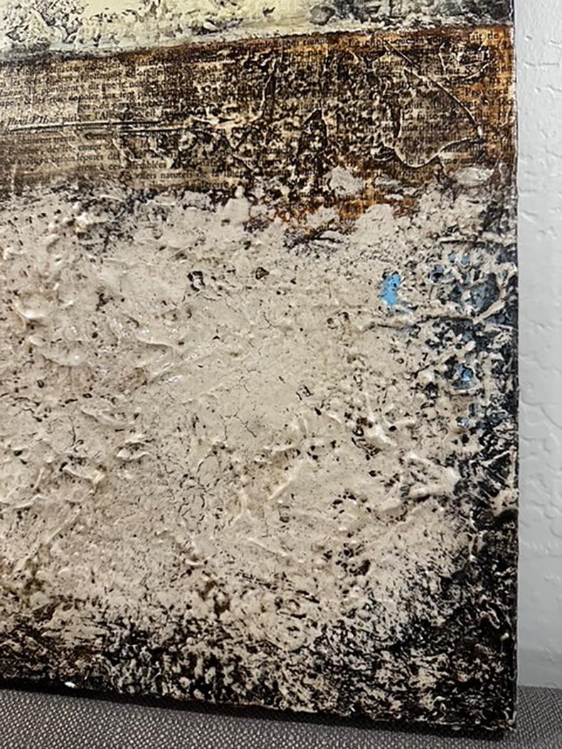 Contemporary abstract natural minimalist original textured mixed media two tone - Painting di Svetlana Shalygina