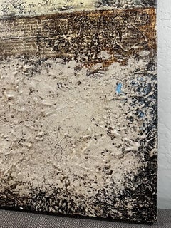Contemporain abstrait naturel minimaliste original texturé mixed media deux tons