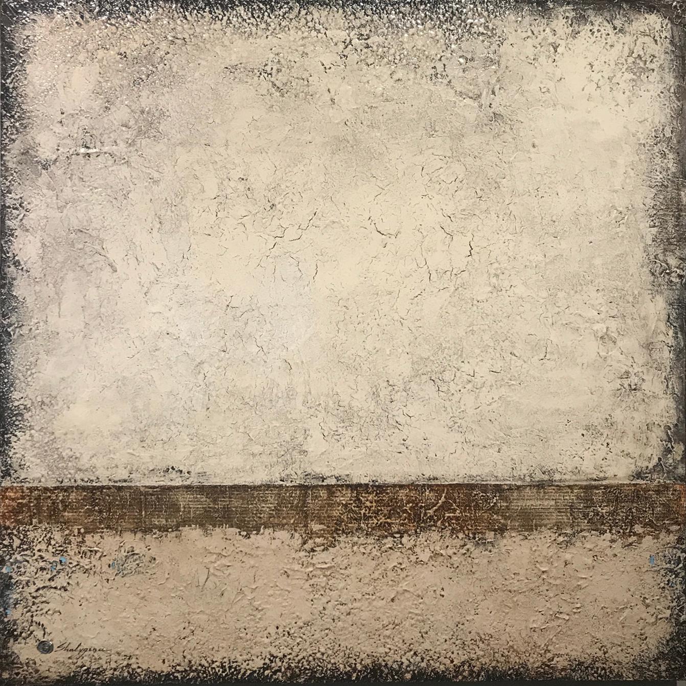 Contemporary abstract natural minimalist original textured mixed media two tone