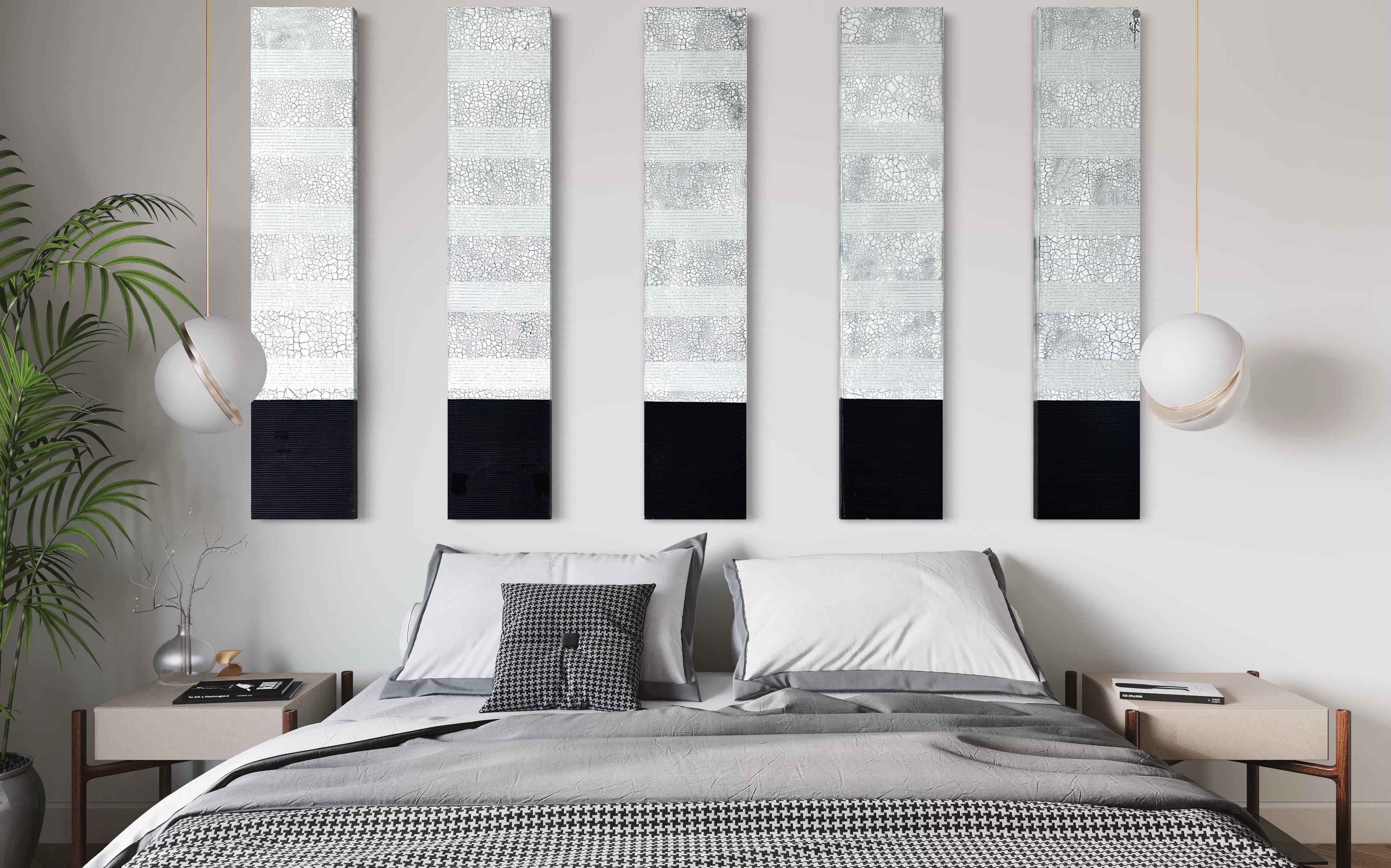Contemporary Abstract Texture Black and White Painting For Sale 8