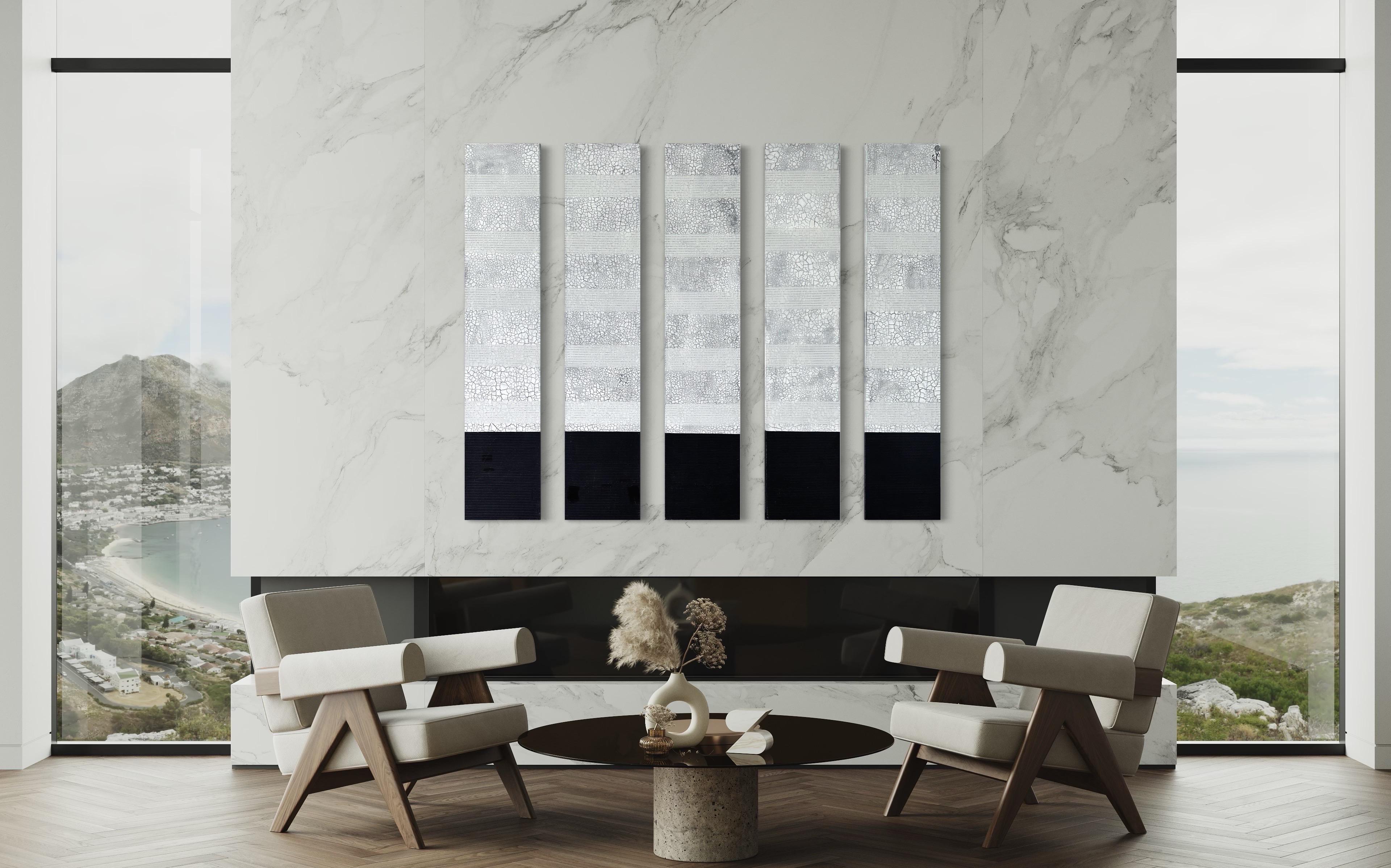 Contemporary Abstract Texture Black and White Painting For Sale 10