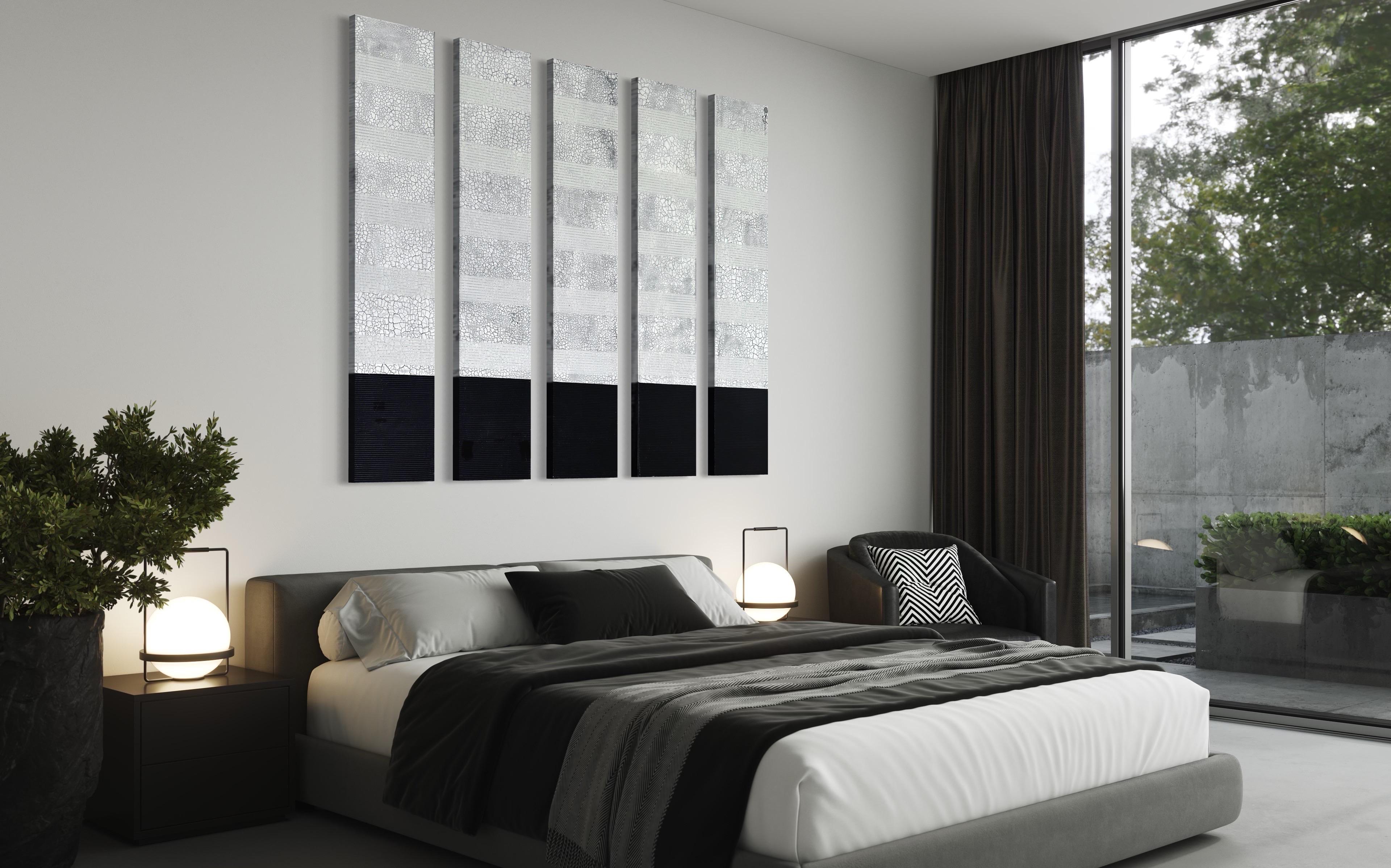 Contemporary Abstract Texture Black and White Painting For Sale 11