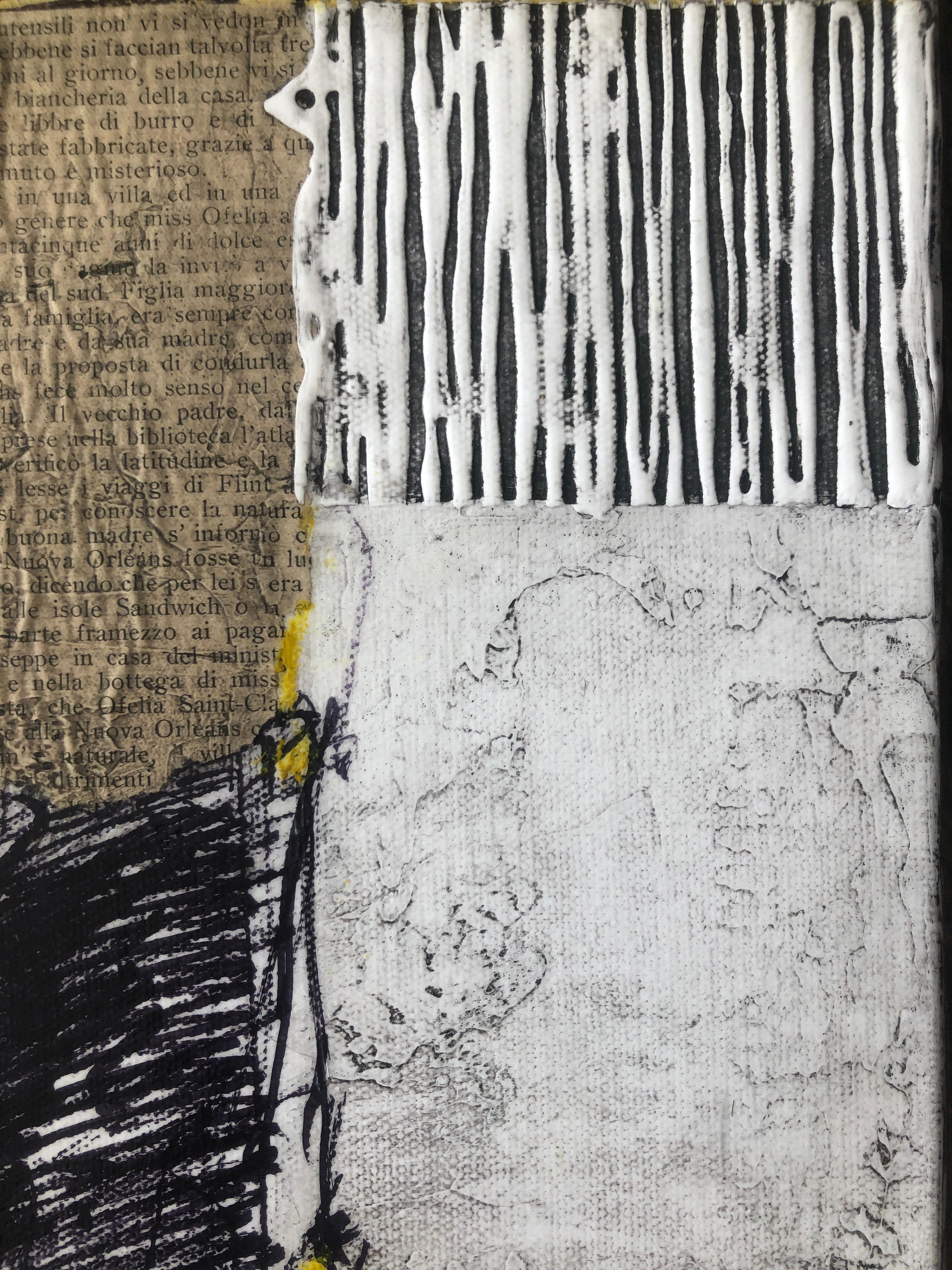 Abstract Figure Drawing Yellow Gray Modern Contemporary Painting 48x12  - Black Figurative Painting by Svetlana Shalygina