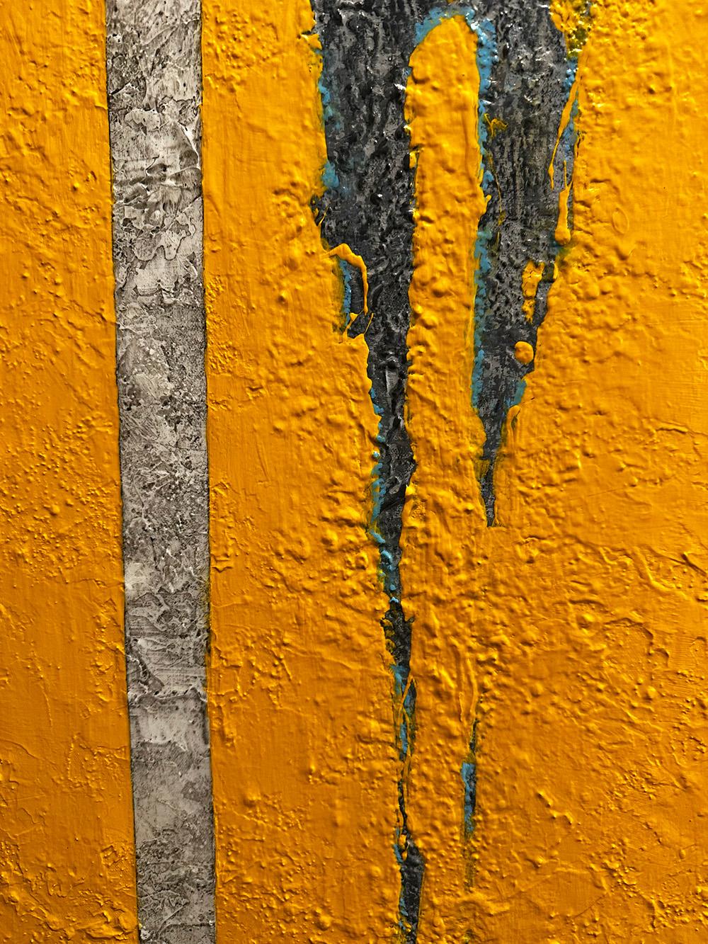 Contemporary, Figurative Yellow abstract diptych, unique textured bold color en vente 1