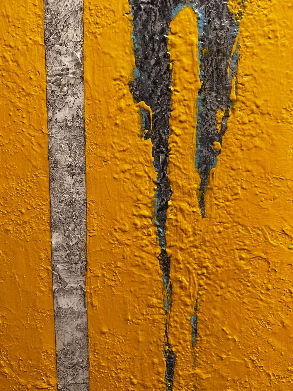 Contemporary, Figurative Yellow abstract diptych, unique textured bold color en vente 2