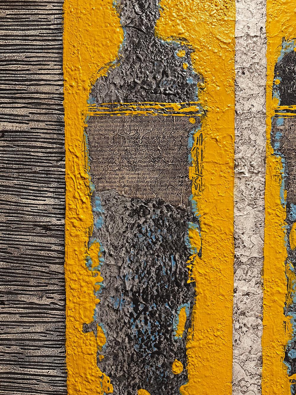 Contemporary, Figurative Yellow abstract diptych, unique textured bold color en vente 3