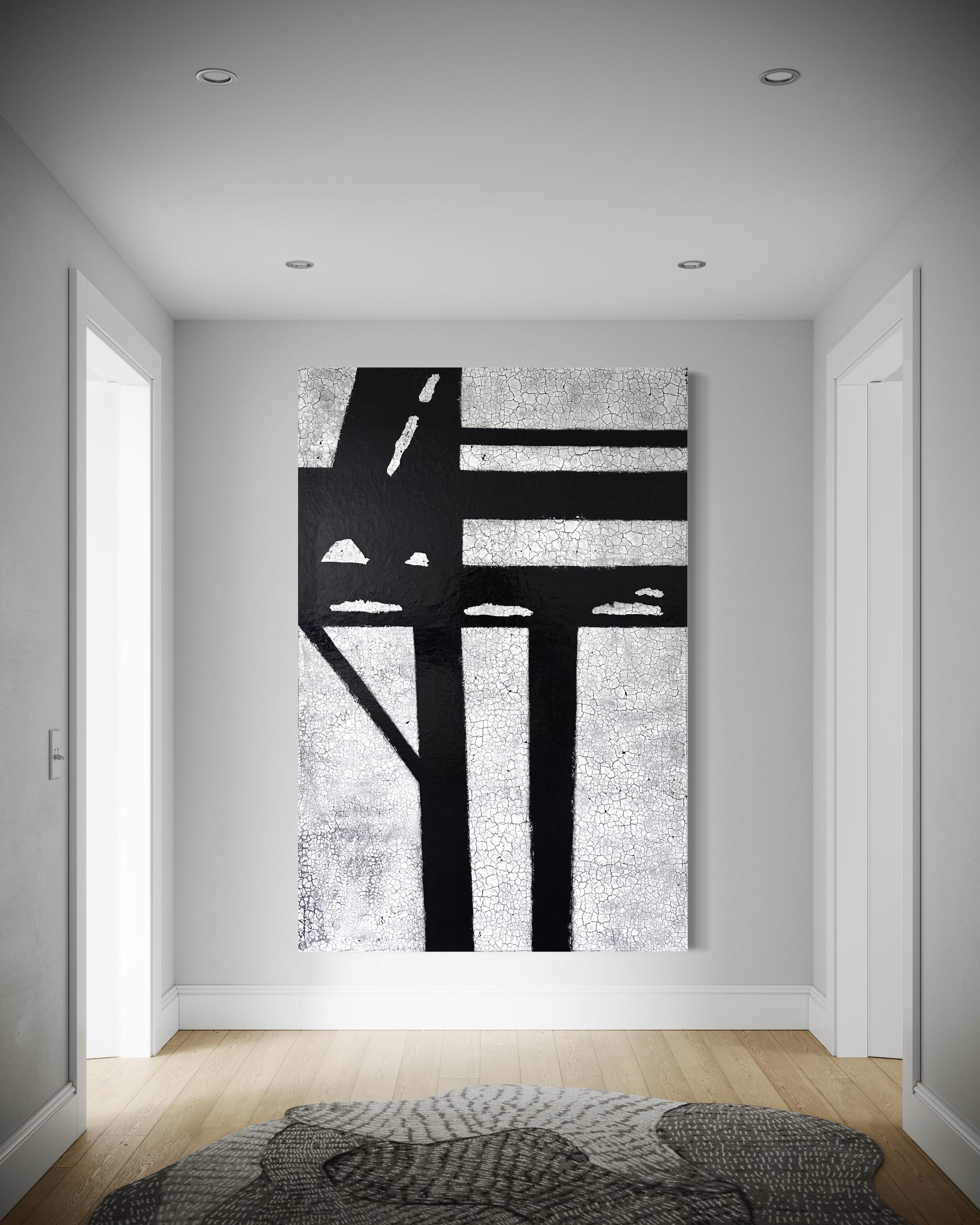 Pittura contemporanea minimalista astratta con texture su larga scala