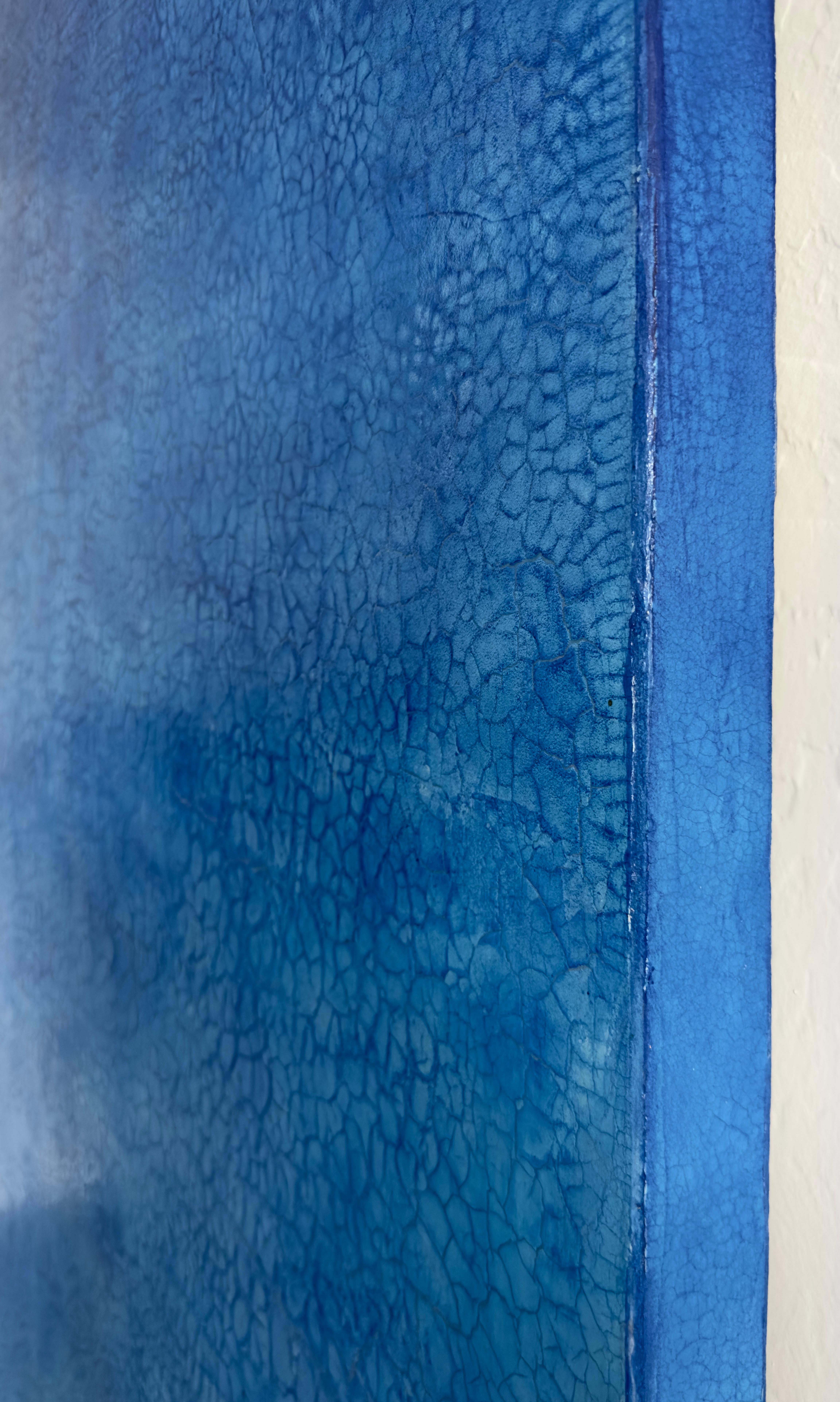 Contemporary Minimalist Original texturierte abstrakte Malerei Fifty Shades of Blue im Angebot 1