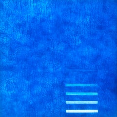 Jewel Blue Color Monochrome Large Scale Abstract Minimalist Painting 48x48