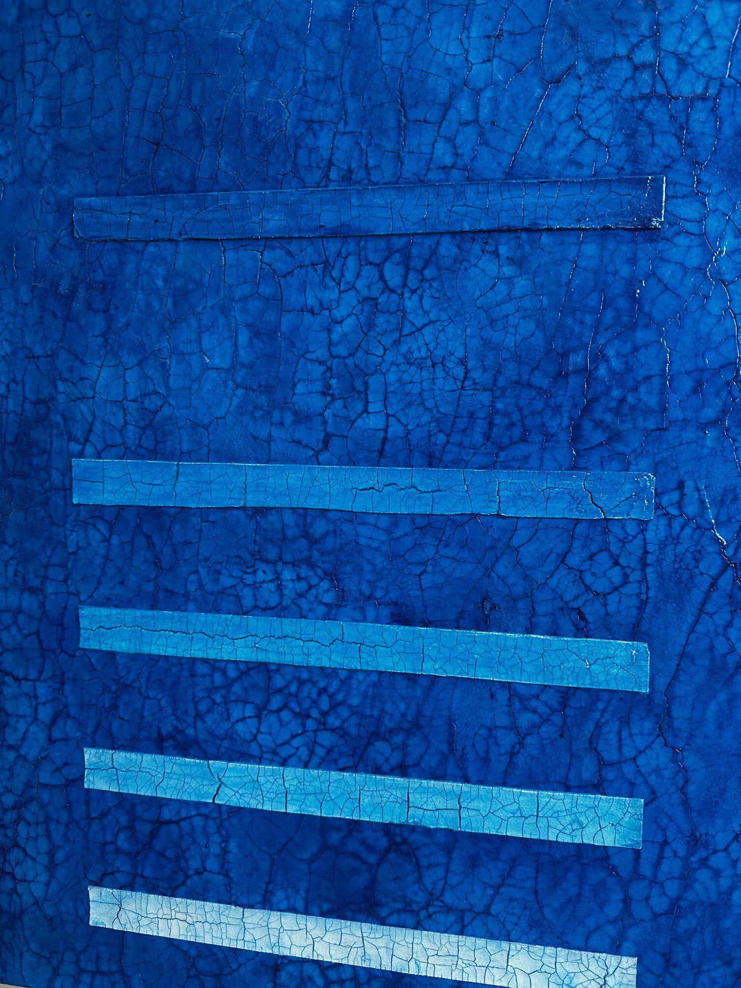 Conoscenza e potere (astratto originale con texture blu, minimalista) in vendita 3