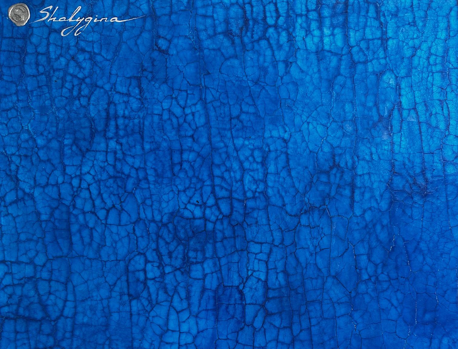 Conoscenza e potere (astratto originale con texture blu, minimalista) in vendita 4