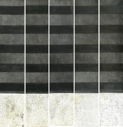 Black White Abstract Art Raised Texture Large Minimalist 5 Canvases Each 60"x12"