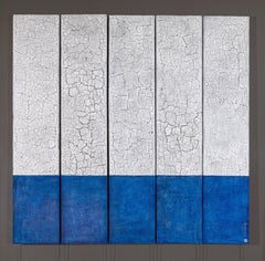 60x60 abstract painting Minimalist Large Blue White Grey Contemporary Abstract Painting Textural 60x60