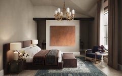 Pintura original minimalista contemporánea a gran escala Textura Naranja quemado Óleo