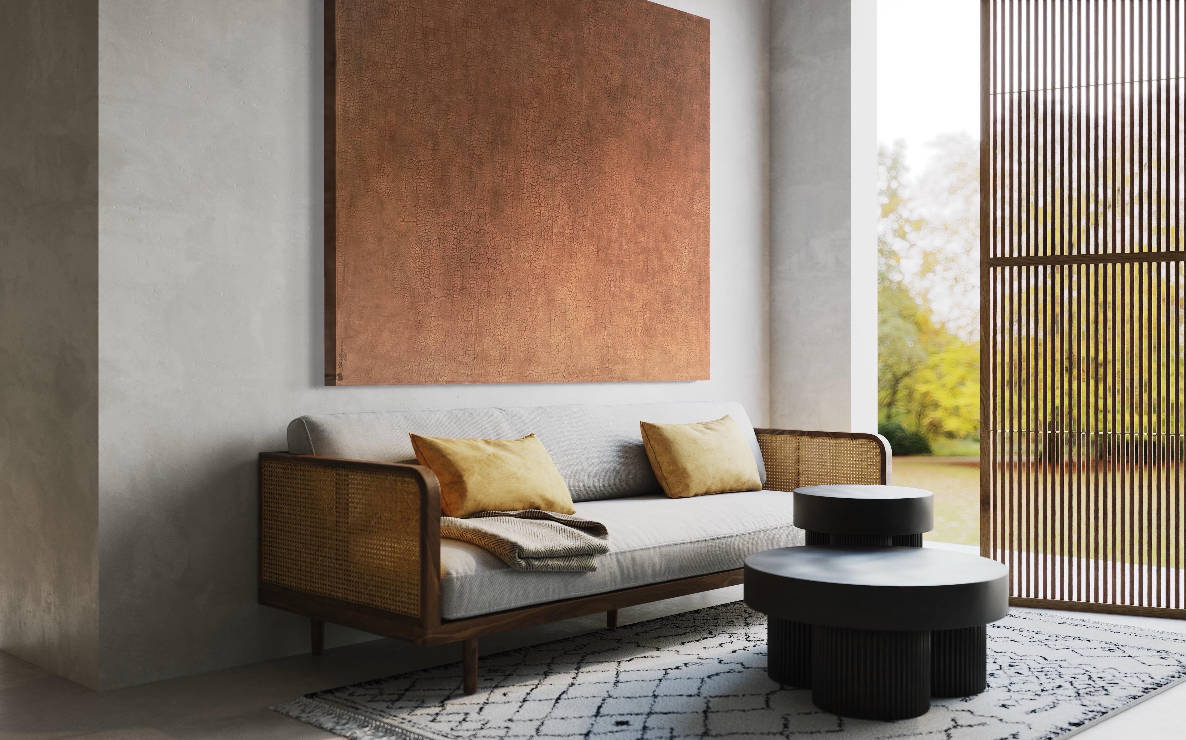 Original Contemporary Minimalist Large scale Texture painting Burnt Orange Oil (peinture à l'huile orange brûlée) en vente 1