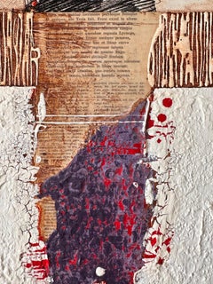 Textured abstract figurative original oil mixed media, vibrant purple/red/white)