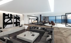 Díptico contemporáneo minimalista en blanco y negro con textura, inspirado en Franz Kline