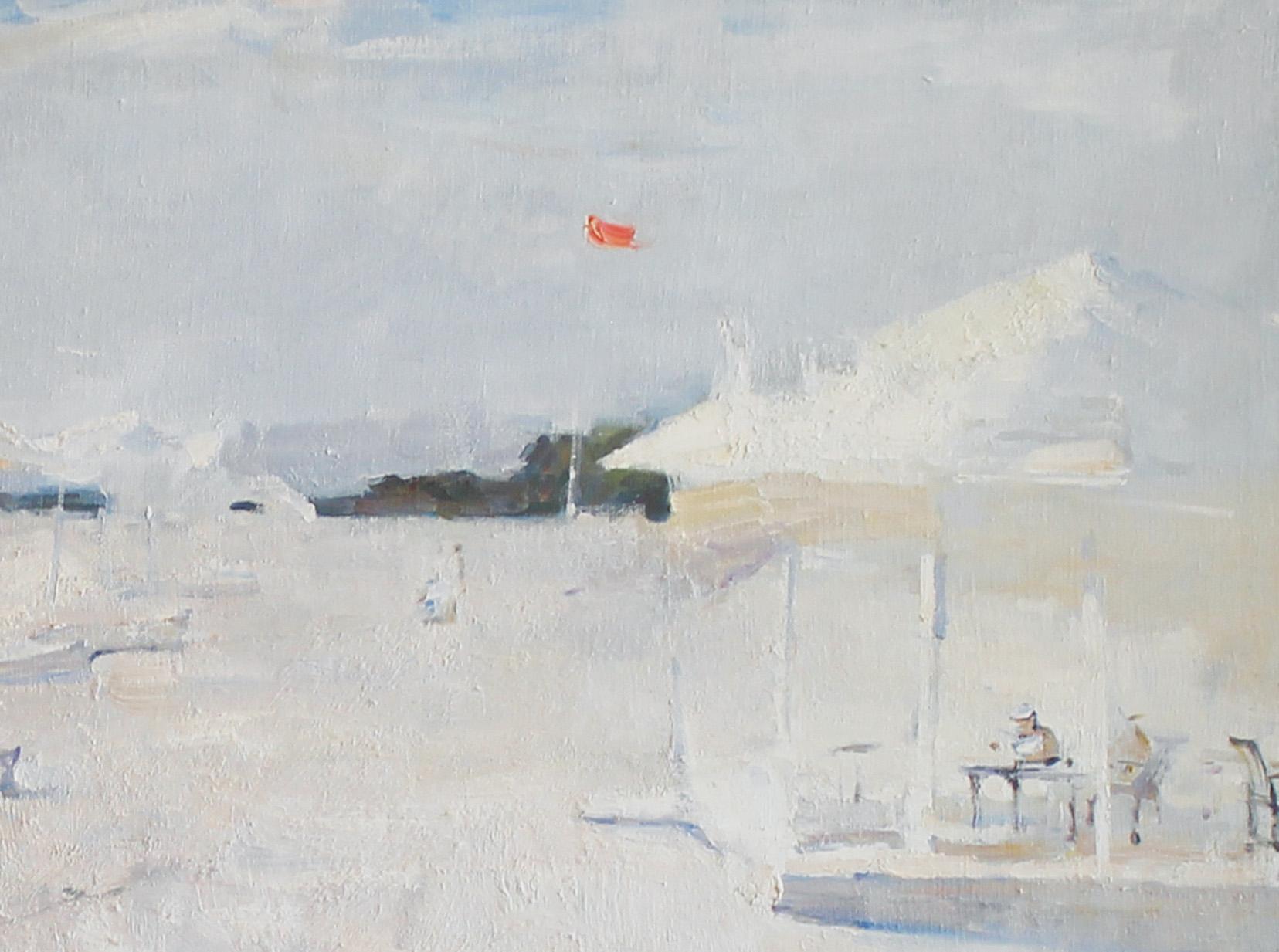 Perlmutt Seaside (Grau), Landscape Painting, von Svetlana Verbovskaya