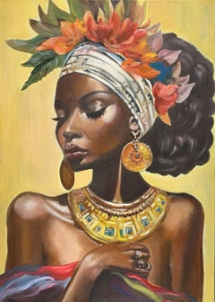La mujer africana con flores