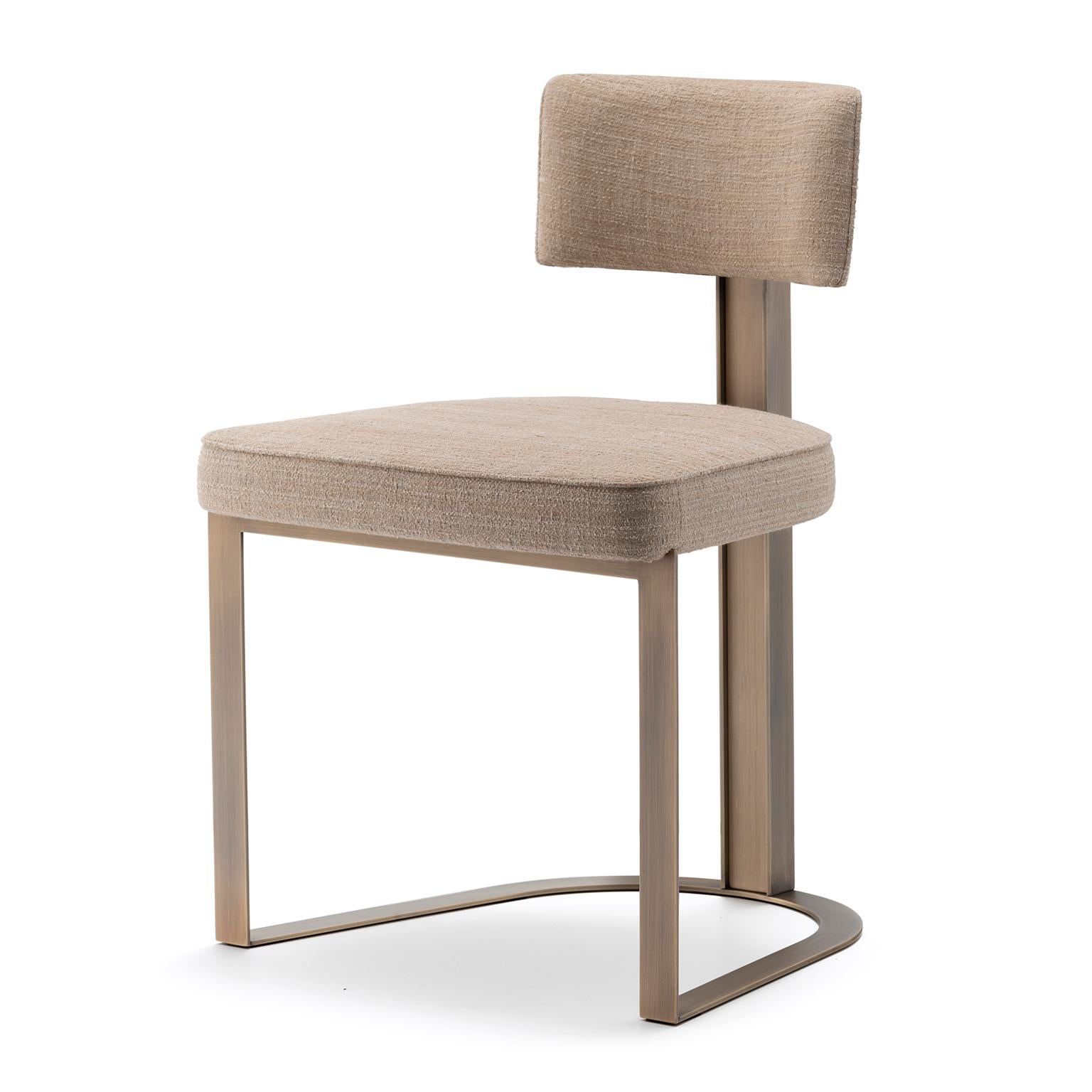 Sveva Chair in Corno Italiano with gloss finish and Burnished Metal, Mod. 6042B In New Condition For Sale In Recanati, Macerata