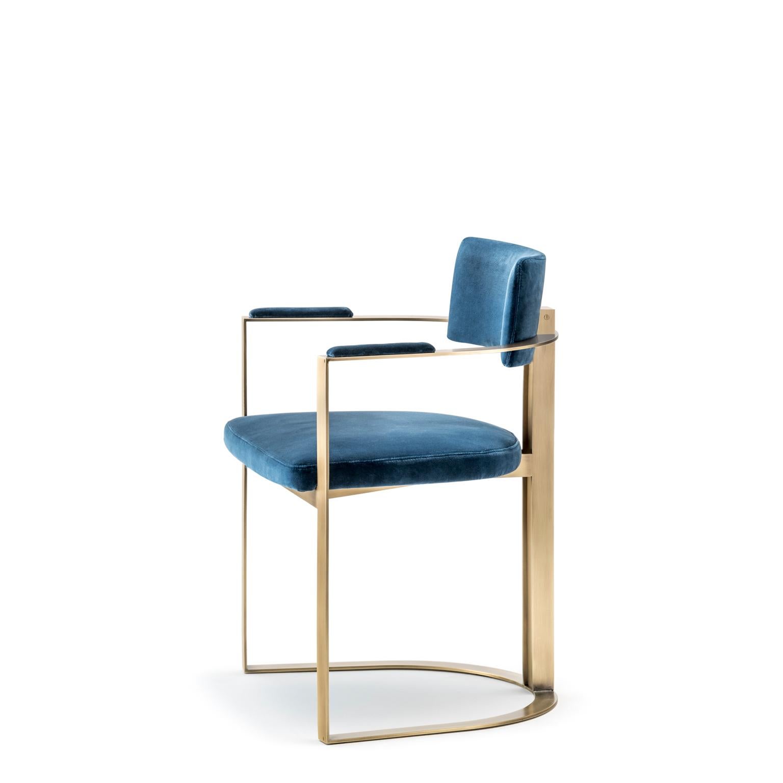 Sveva Stuhl aus Corno Italiano mit matter Oberfläche und satiniertem Metall:: Mod. 6043D (Italienisch) im Angebot