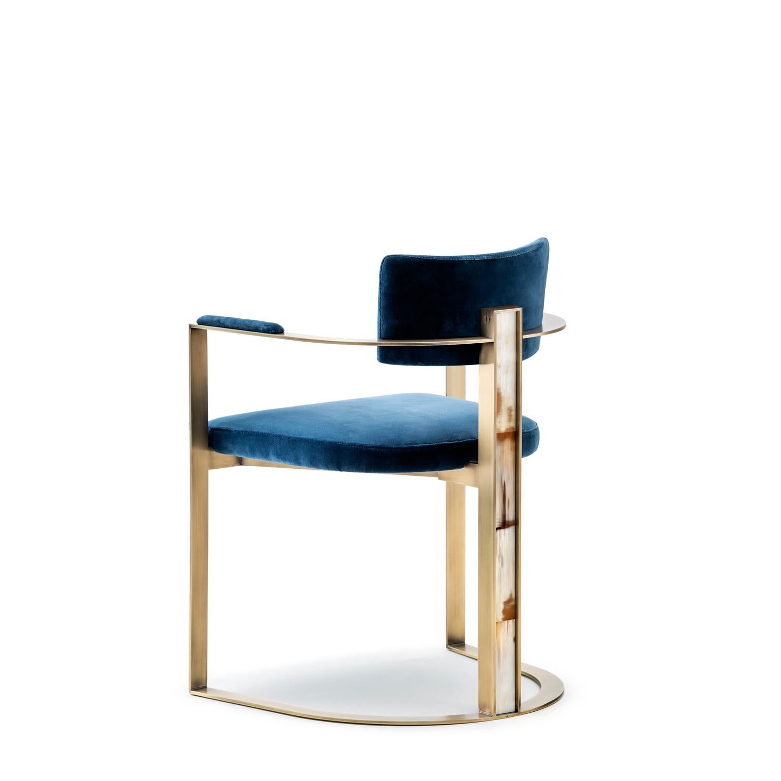 Sveva Chair in Corno Italiano with matte finish and Satin Metal, Mod. 6043D For Sale