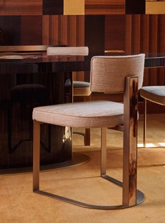 Sveva Chair in Samsara Fabric, Horn Inlays & Burnished Metal by Arcahorn