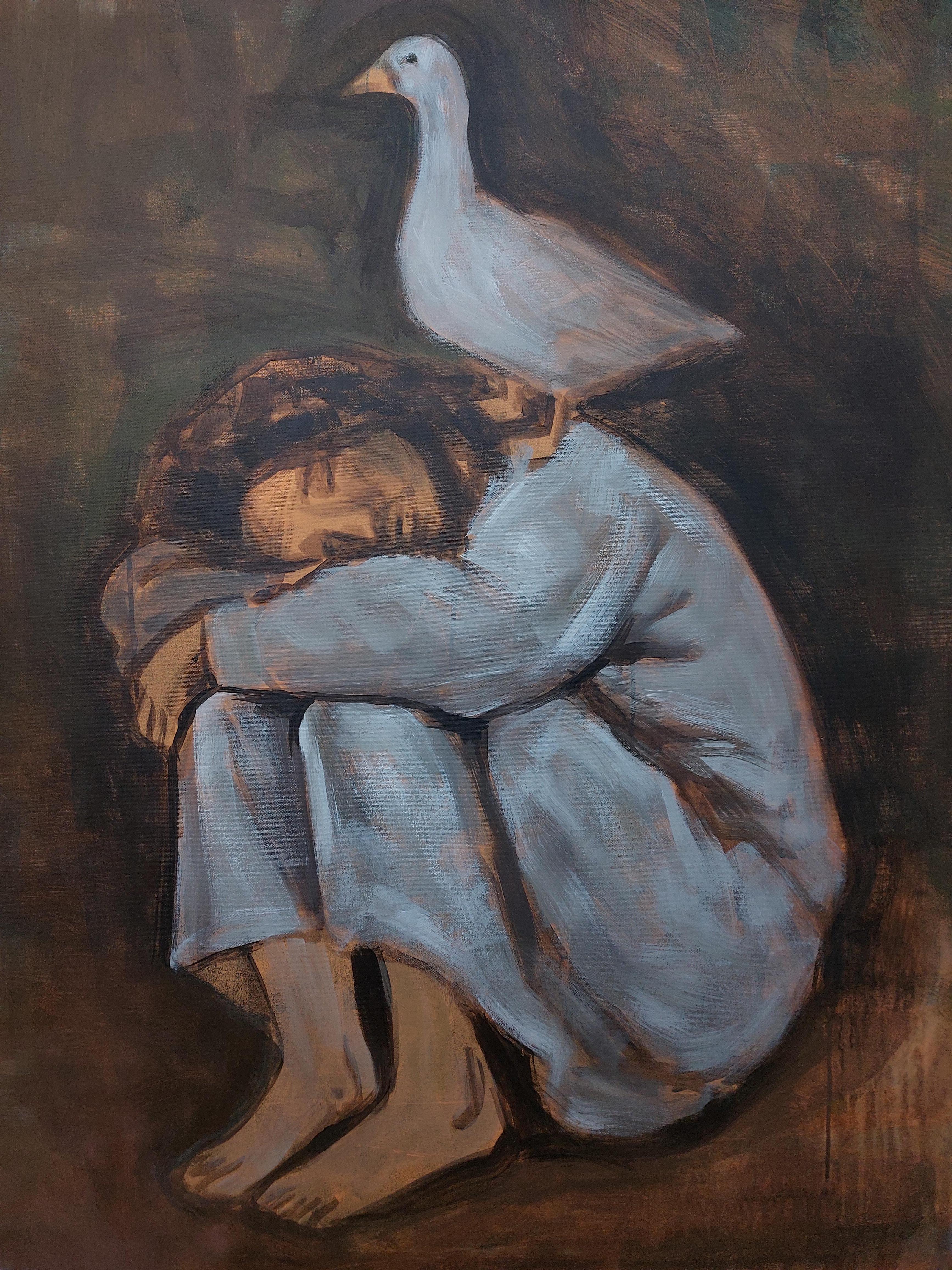 Svitlana Brazhnikova Animal Painting - The Vigilant Guardian