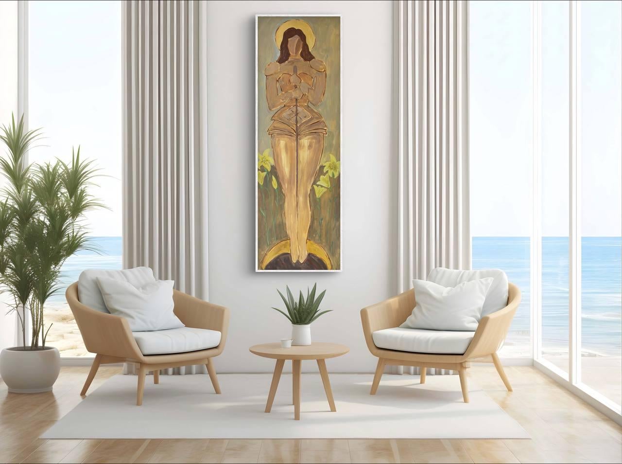 This painting symbolizes feminine strength and spirituality, focusing on the importance of protecting one's boundaries. In today’s world, where we are constantly influenced by external forces, the ability to defend personal space is essential. The