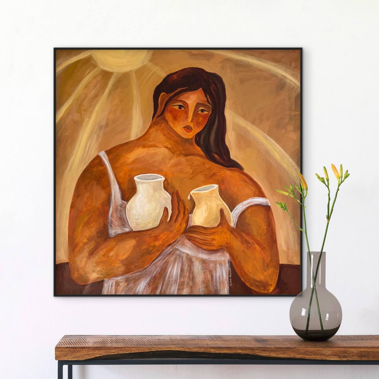 Pflege (Braun), Figurative Painting, von Svitlana Van Rossum