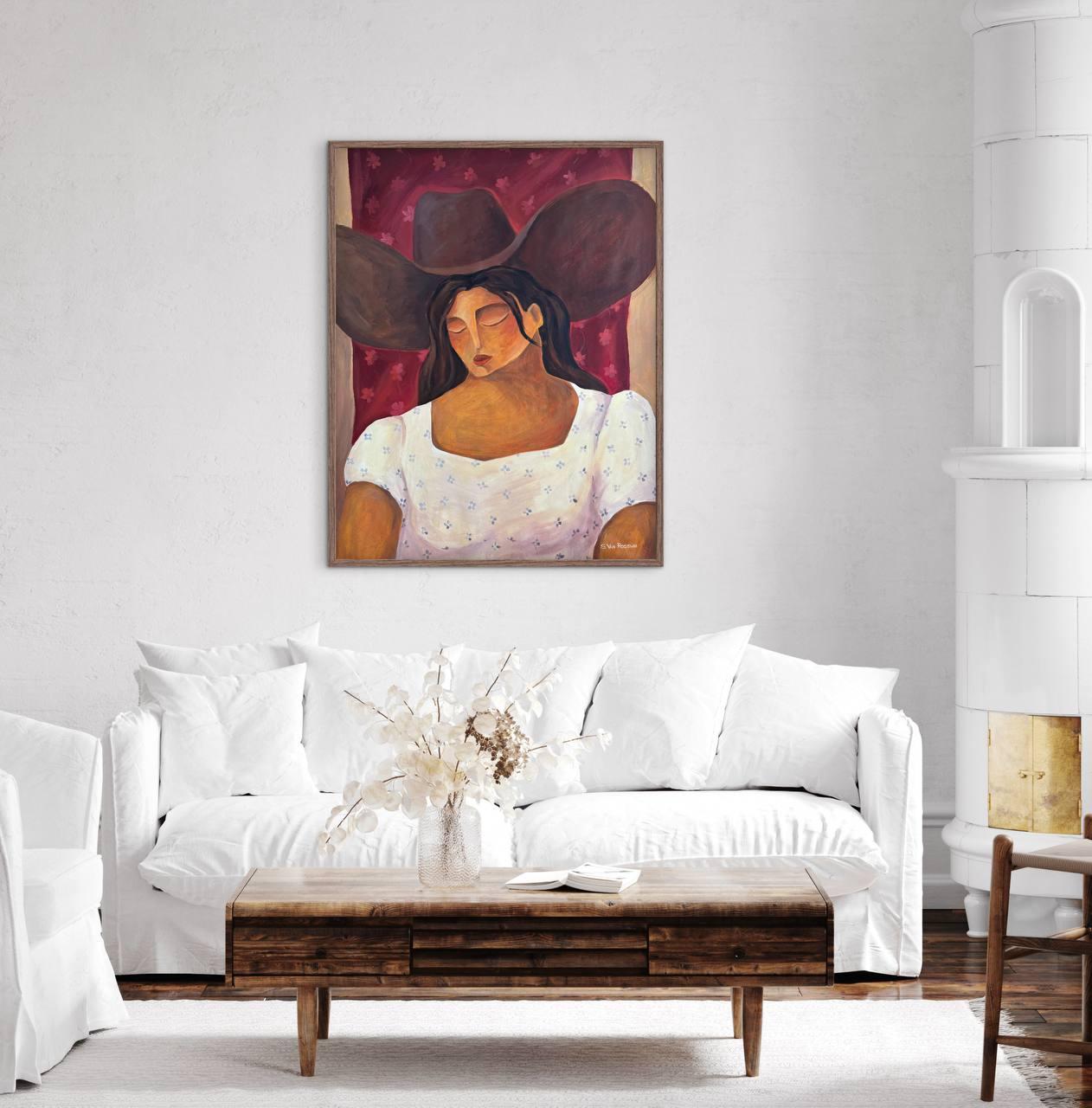 She is in Love ist das erste Werk der Serie Red Horse, die sich mit der sexuellen Energie als innerer Kraft und als Raum weiblicher Präsenz befasst und in deren Mittelpunkt eine Frau in einem Zustand träumerischen Vertrauens steht. Das rote Pferd