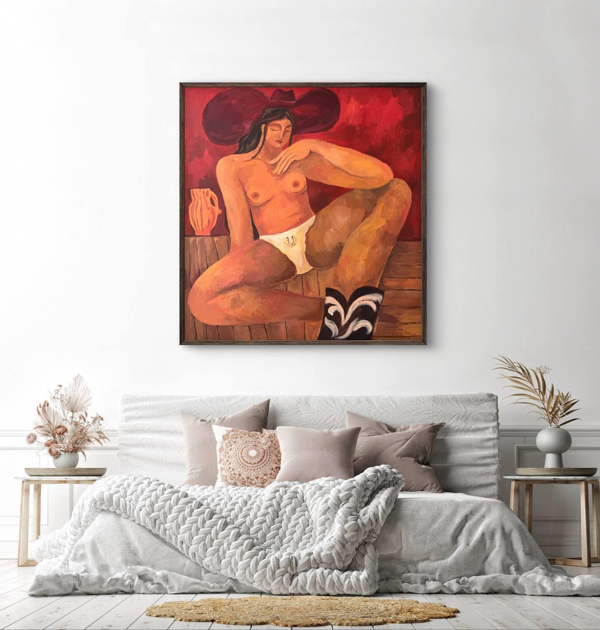 Rebellische Zärtlichkeit (Braun), Figurative Painting, von Svitlana Van Rossum