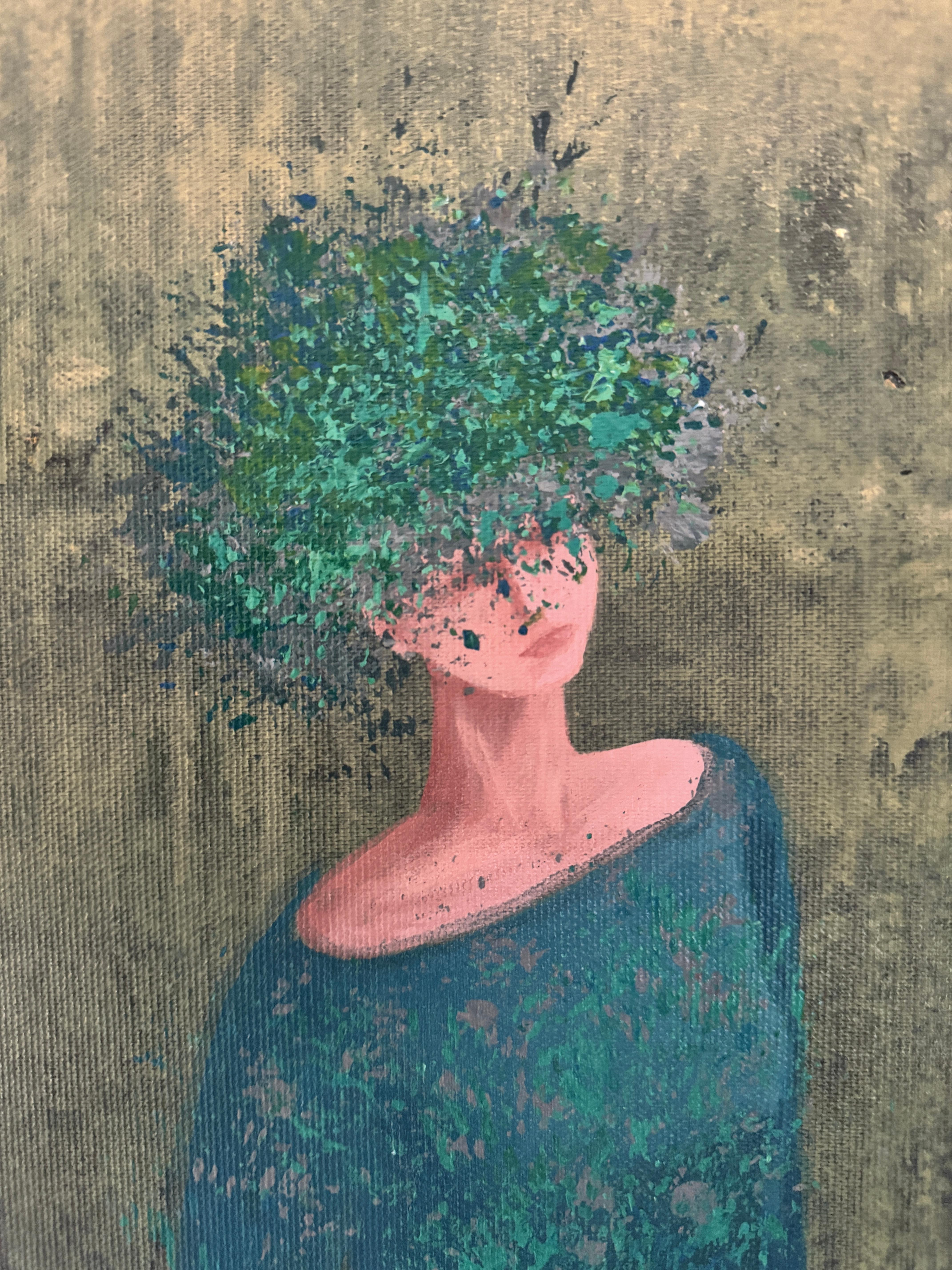 Ich erinnere mich nicht an Zärtlichkeit (Grau), Figurative Painting, von Svitlana Zezekalo