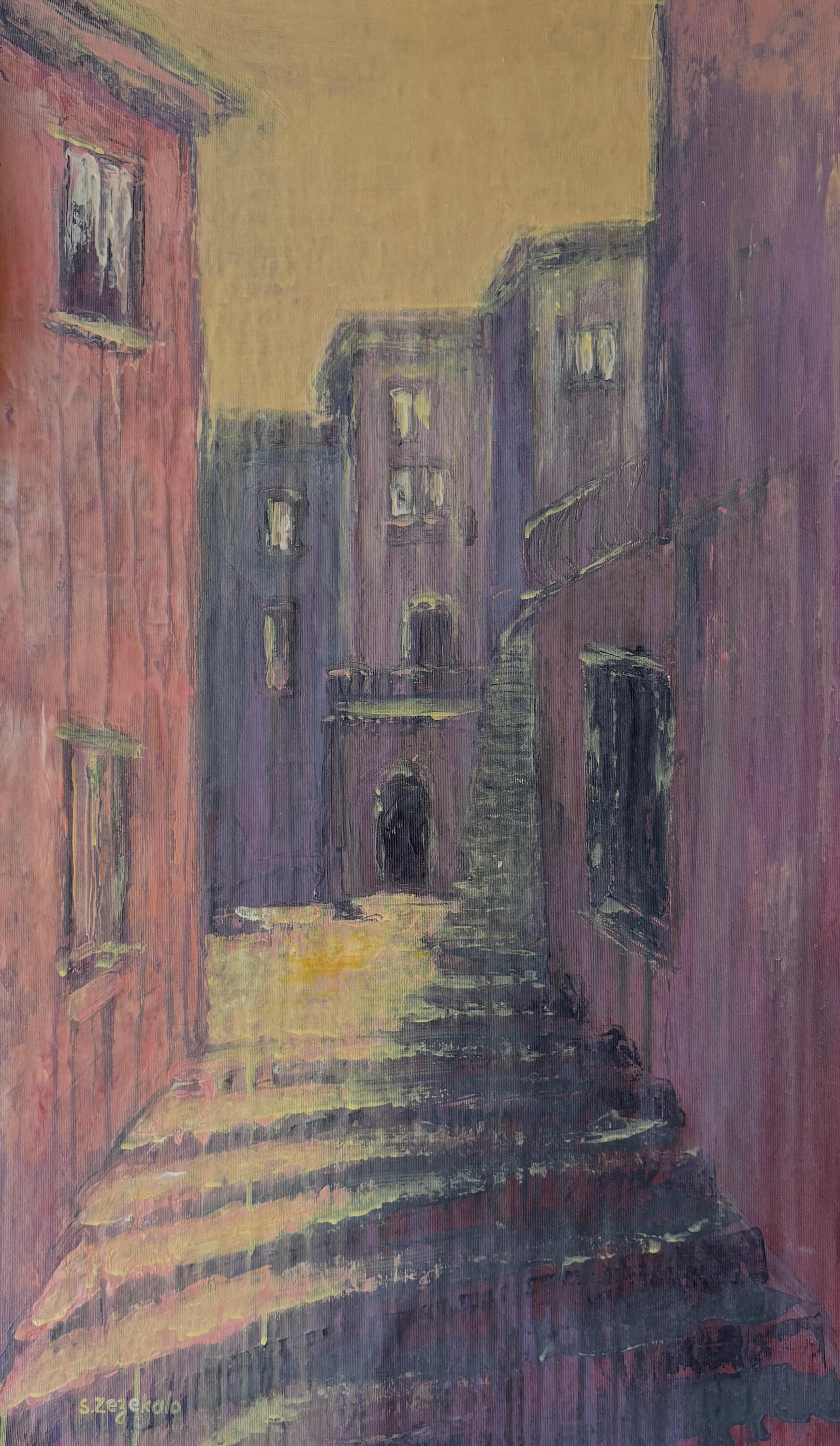 Svitlana Zezekalo Landscape Painting - Steps Left in Memory, . Series Architecture of Memory