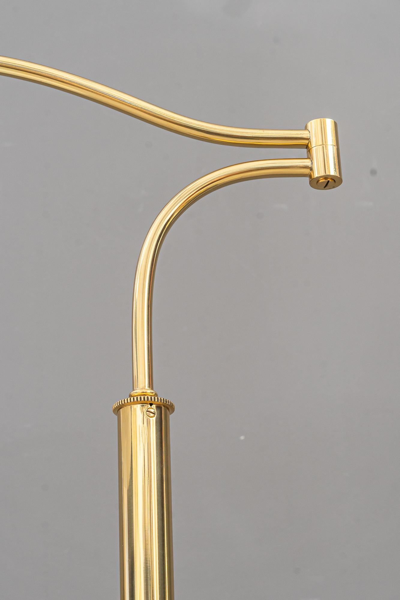 Brass Sviweling and hight Adjustable Art Deco Floor lamp vienna around 1920s For Sale