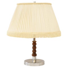 Sviweling art deco chrome table lamp with original fabric shade vienna 1920s