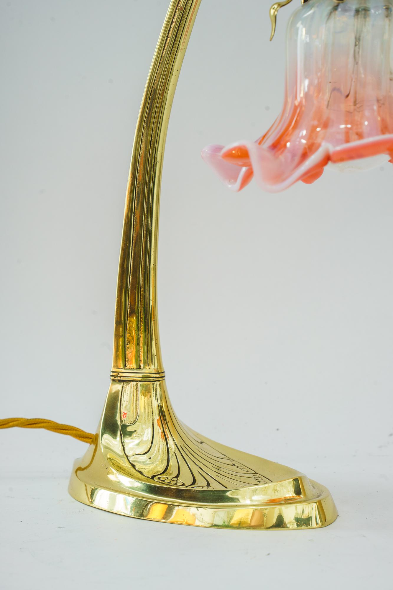 Art Deco Sviweling art deco table lamp with original opaline glass shade vienna 1920s For Sale