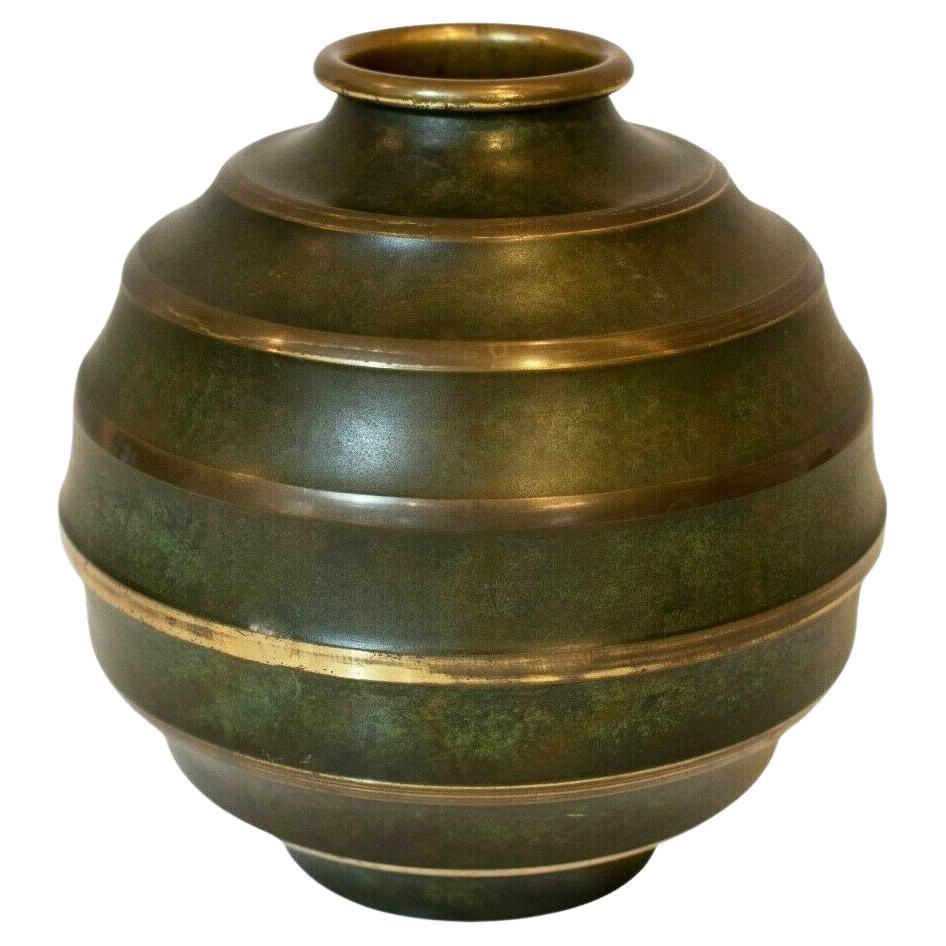 'SVM Handarbete', Art Deco, Bronze Vase, Swedish, 1930's For Sale