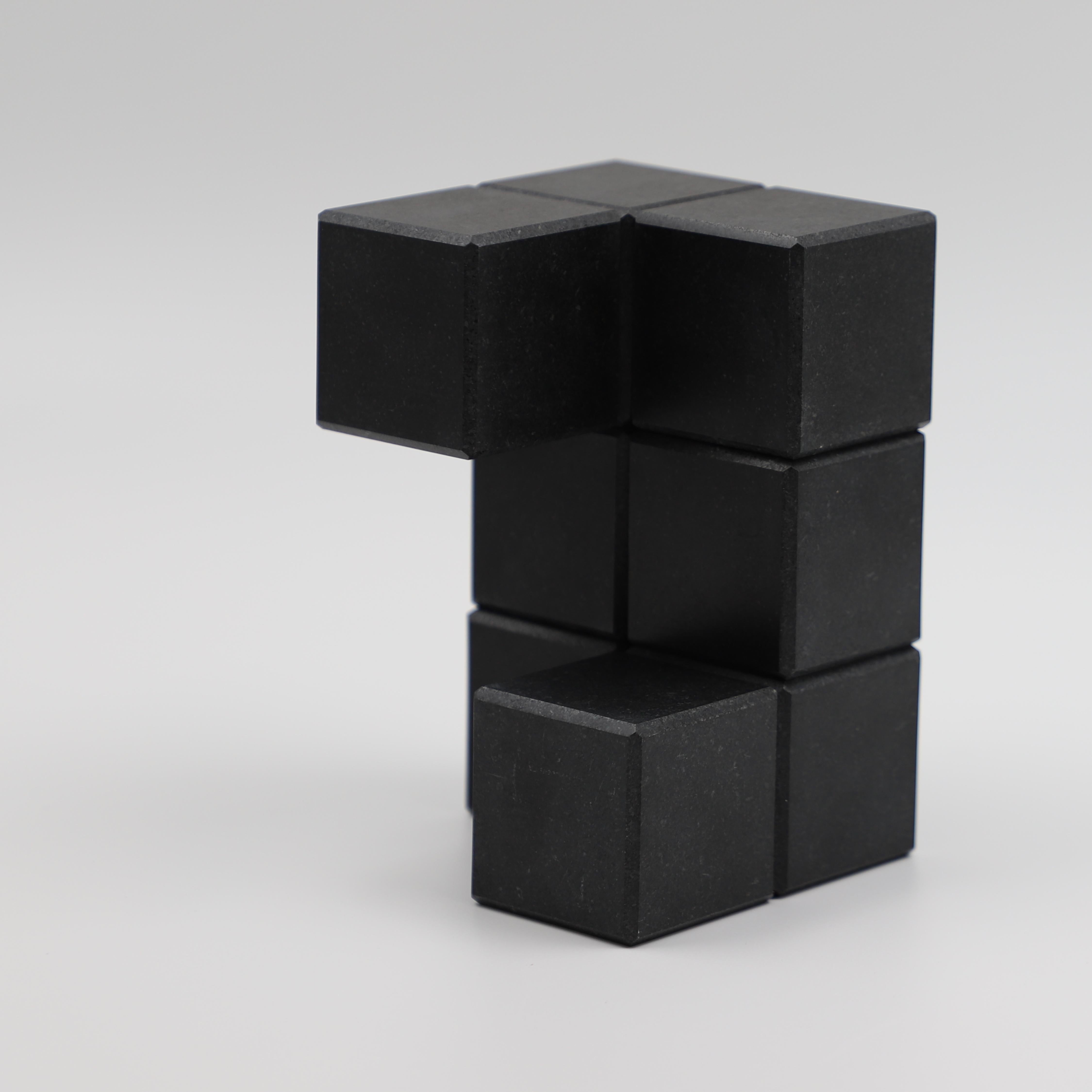 Hand-Crafted 21st Century Minimalist Paperweight in Black granite 
