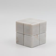21st Century Minimalist Paperweight in Portuguese White Marble "Pele de Tigre"