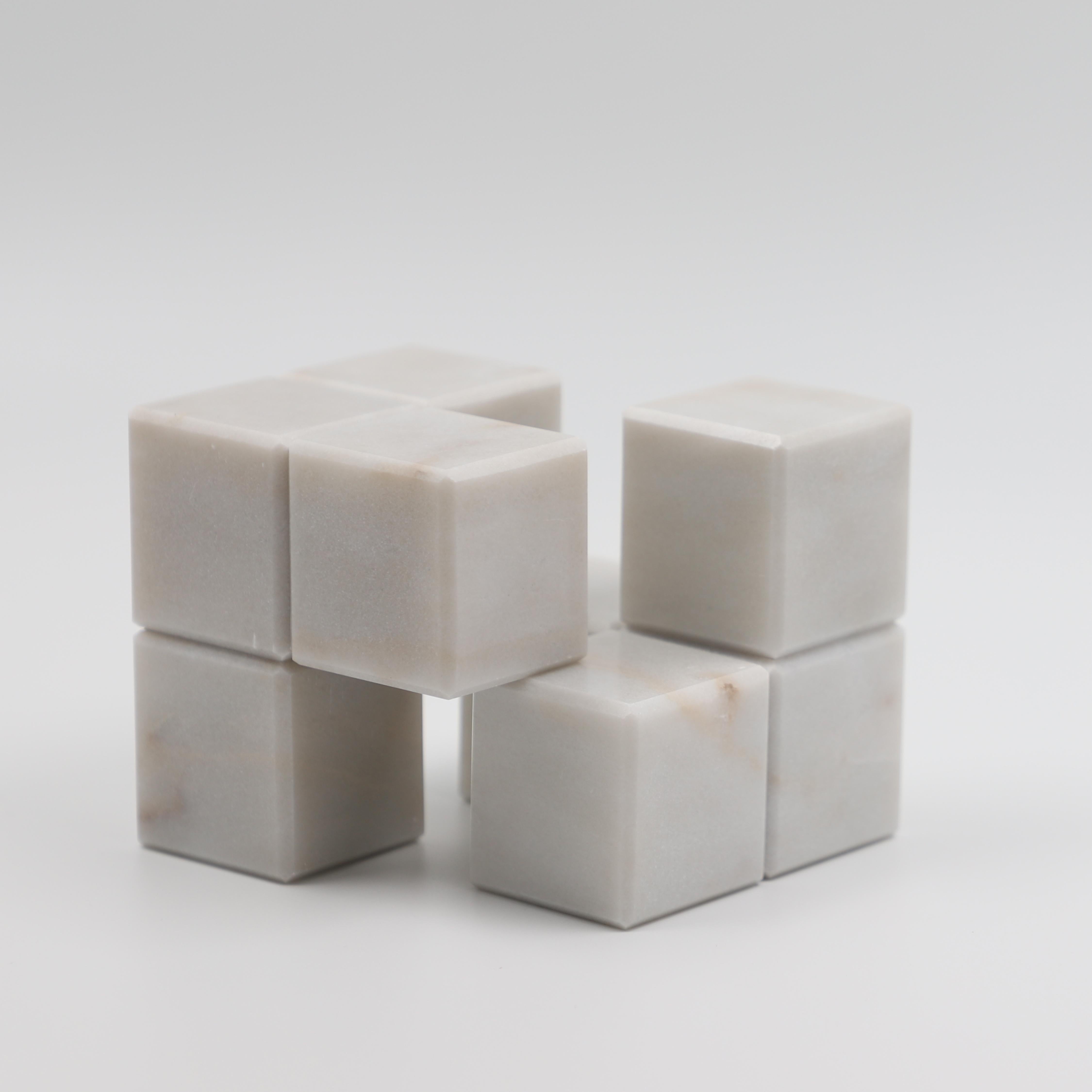 Modern 21st Century Minimalist Paperweight in Portuguese White Marble 