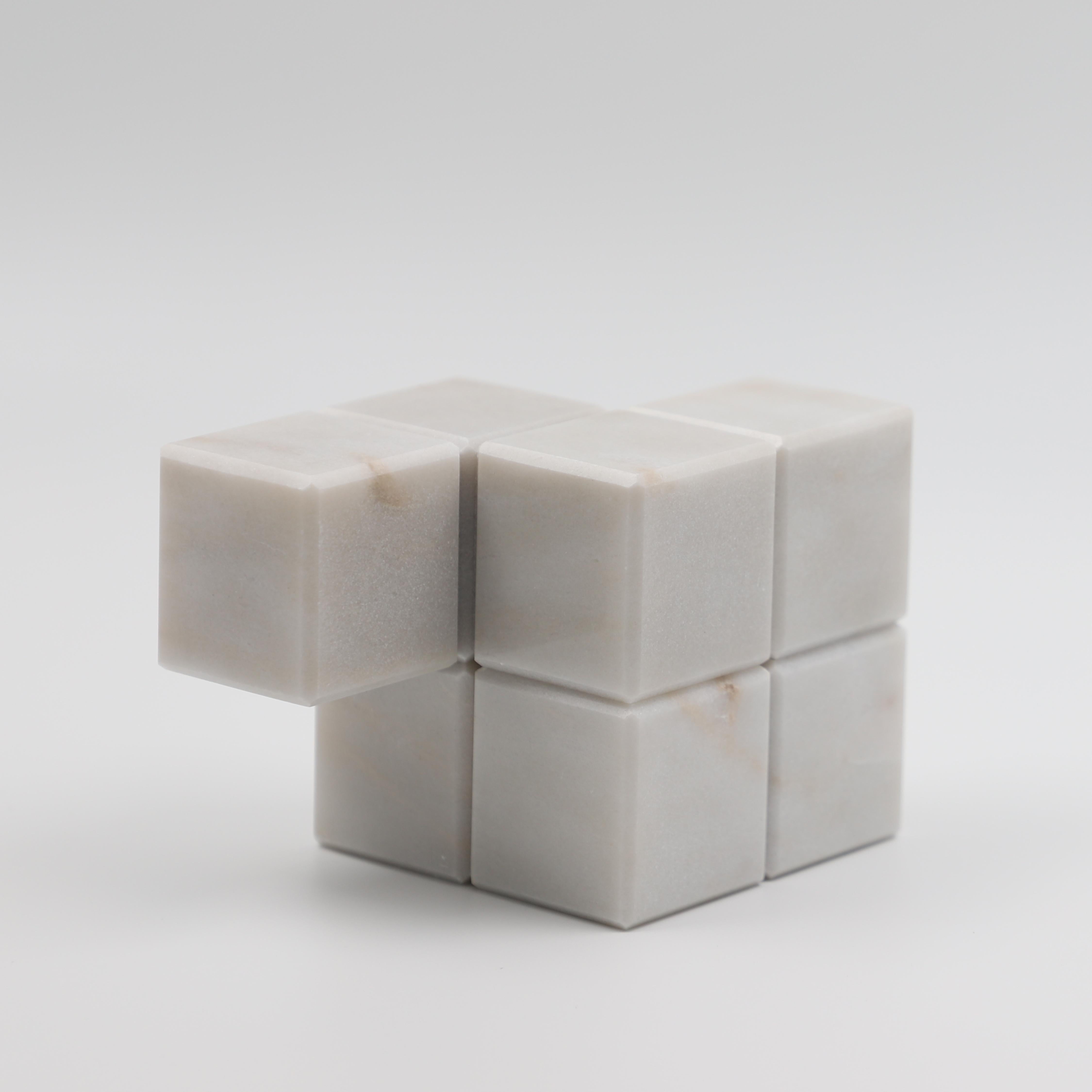 21st Century Minimalist Paperweight in Portuguese White Marble 