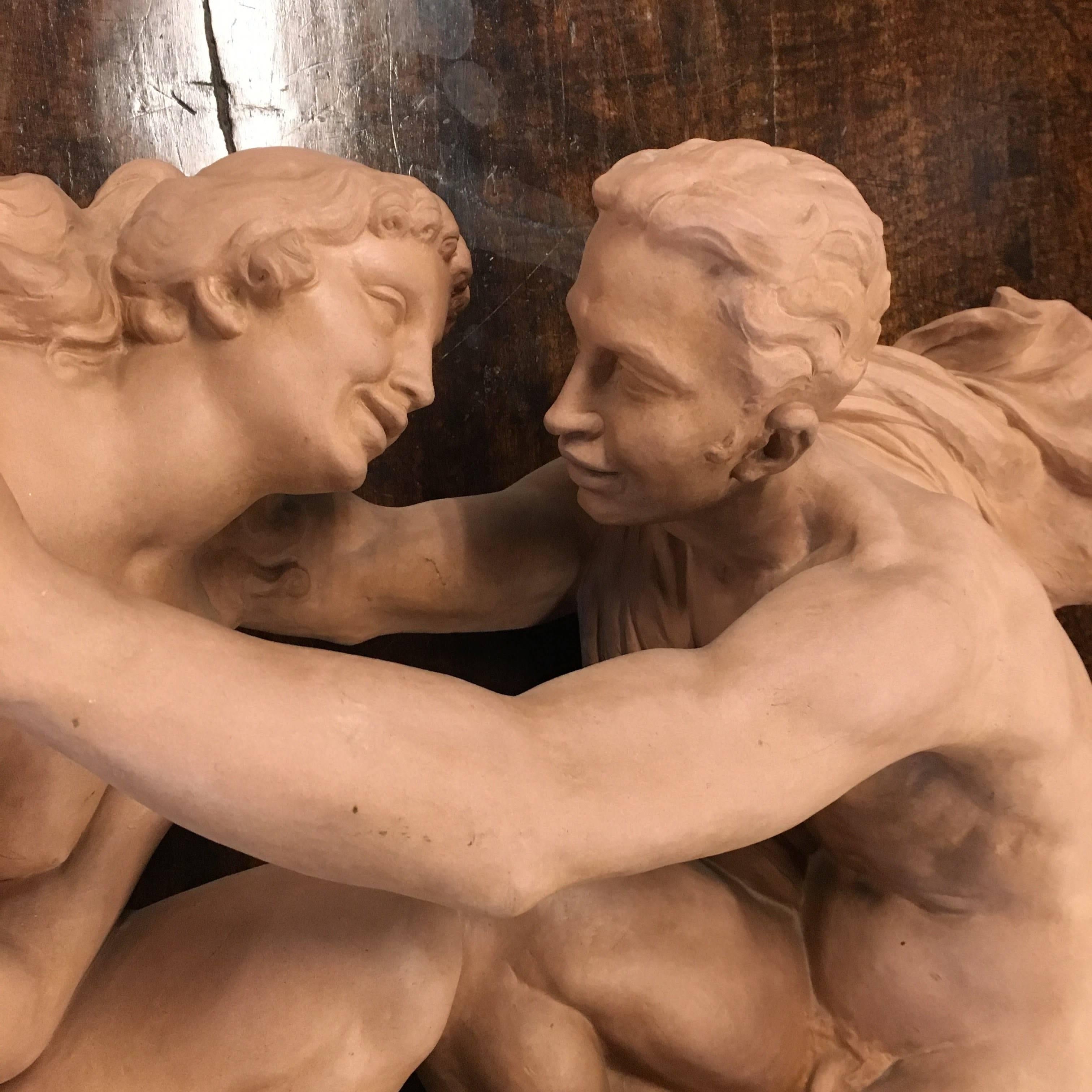 Aesthetic Movement Sèvres Nude Male and Female by Richard Guino in Terracotta 'Signed' For Sale